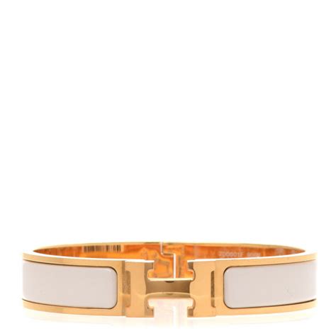 HERMES Enamel Narrow Clic Clac H Bracelet GM Pannacotta 